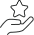 Main Offrant une Étoile : Qualité et Récompense Contour d'une main ouverte tenant ou offrant une étoile à cinq branches, symbolisant la récompense, la qualité ou le service premium.